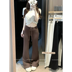 批发2026新款抽绳系带休闲宽松简约微喇叭<b class='q'>裤子</b>女