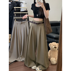 批发2026宽松设计感西装裤休闲裤女<b class='q'>阔腿裤</b>高腰垂感拖地裤