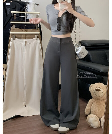 실사 2026 새로운 와이드 레깅스 바지 하이웨이스트 도루 센스 루즈핏 캐주얼 바닥 청소 정장 바지