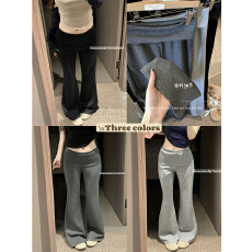 批发实拍!2026新款个性微喇裤高腰卫裤阔腿裤喇叭裤女