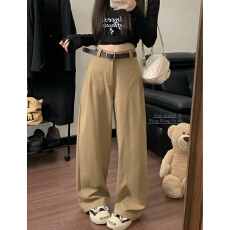批发2026新款休闲裤设计感<b class='q'>西装</b>裤女高腰显瘦宽松裤子