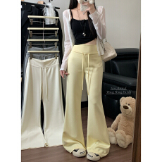 批发实拍！2026新款抽绳系带休闲宽松裤子女