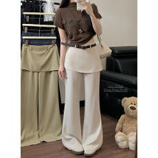 批发实拍！2026新款慵懒风拉链阔腿裤休闲宽松假两件直筒裤女