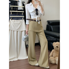 批发实拍！2026新款慵懒风拉链阔腿裤休闲宽松假两件直筒裤女