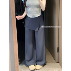 批发实拍！2026新款慵懒风拉链阔腿裤休闲宽松假两件直筒裤女