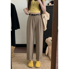 批发实拍！2026新款松紧腰西装裤小脚裤九分休闲裤子女
