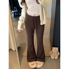 批发2026新款抽绳系带休闲宽松简约微喇叭裤子<b class='q'>女</b>
