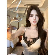 批发实拍实价珍珠与月光法式纯欲蕾丝<b class='q'>缎面</b>吊带 带胸棉