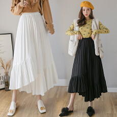 批发白色<b class='q'>不规则</b>百褶裙<b class='q'>半身裙</b>2025新款设计感小众轻熟高腰a字蛋糕裙子