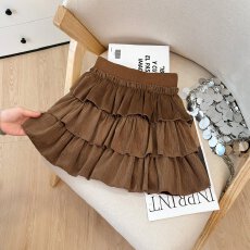 批发法式层层荷叶边蛋糕裙2025秋冬新款高腰减龄百搭A字短裙女\