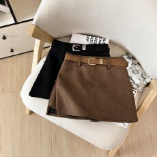 批发美拉德复古时尚麂皮绒开衩短<b class='q'>裙</b>裤女秋冬防走光A<b class='q'>字</b>包臀辣妹<b class='q'>半身裙</b>