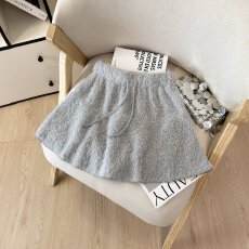 批发甜辣风软糯抽绳系带毛绒<b class='q'>半身裙</b>女冬季2025高腰显瘦A<b class='q'>字</b>防走光短<b class='q'>裙</b>