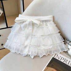 批发东大门春季新款2026韩系甜心少女蛋糕裙超美半身裙蝴蝶结系带<b class='q'>短裙</b>