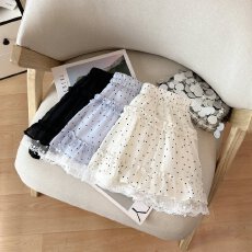 批发韩系甜美风高腰显瘦<b class='q'>半身裙</b>夏季新款时尚减龄木耳边蕾丝拼接蓬蓬裙