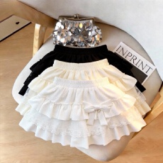 批发2026新款芭蕾风杏色蕾丝蛋糕半身裙女高腰显瘦蓬蓬短裙温柔风超仙