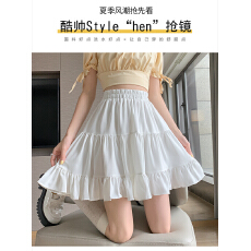批发夏季小个子白色<b class='q'>雪纺</b>半身裙子女2026新款百褶高腰a字短裙<b class='q'>裤裙</b>