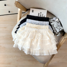 批发蛋糕短裙女夏新款小个子高腰显瘦休闲百搭蕾丝花边a字百褶半身裙