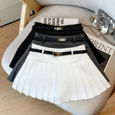 批发学院风灰色百褶半身裙女2026<b class='q'>春</b>夏新款A字高腰显瘦配腰带短裙