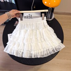 批发2026新款芭蕾风白色蛋糕裙女夏季松紧腰多层A字半身裙