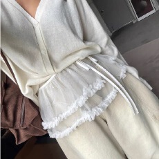 批发韩国<b class='q'>东大门</b><b class='q'>代购</b> 2026新款韩版百搭一片式木耳褶边薄纱屁帘短裙女