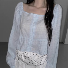 批发韩国东大门 2026新款韩版格子方领百搭衬衫女上衣