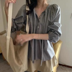 批发韩国东大门 2026新款<b class='q'>韩版</b>格子<b class='q'>衬衫女</b>百搭上衣