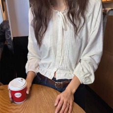 批发韩国东大门代购 2026新款韩版法式甜美蕾丝<b class='q'>收腰</b>上衣女