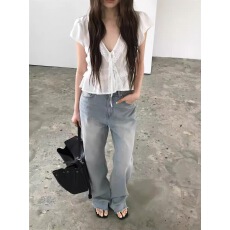 批发韩国东大门 2026新款韩版<b class='q'>收腰</b>蕾丝上衣女