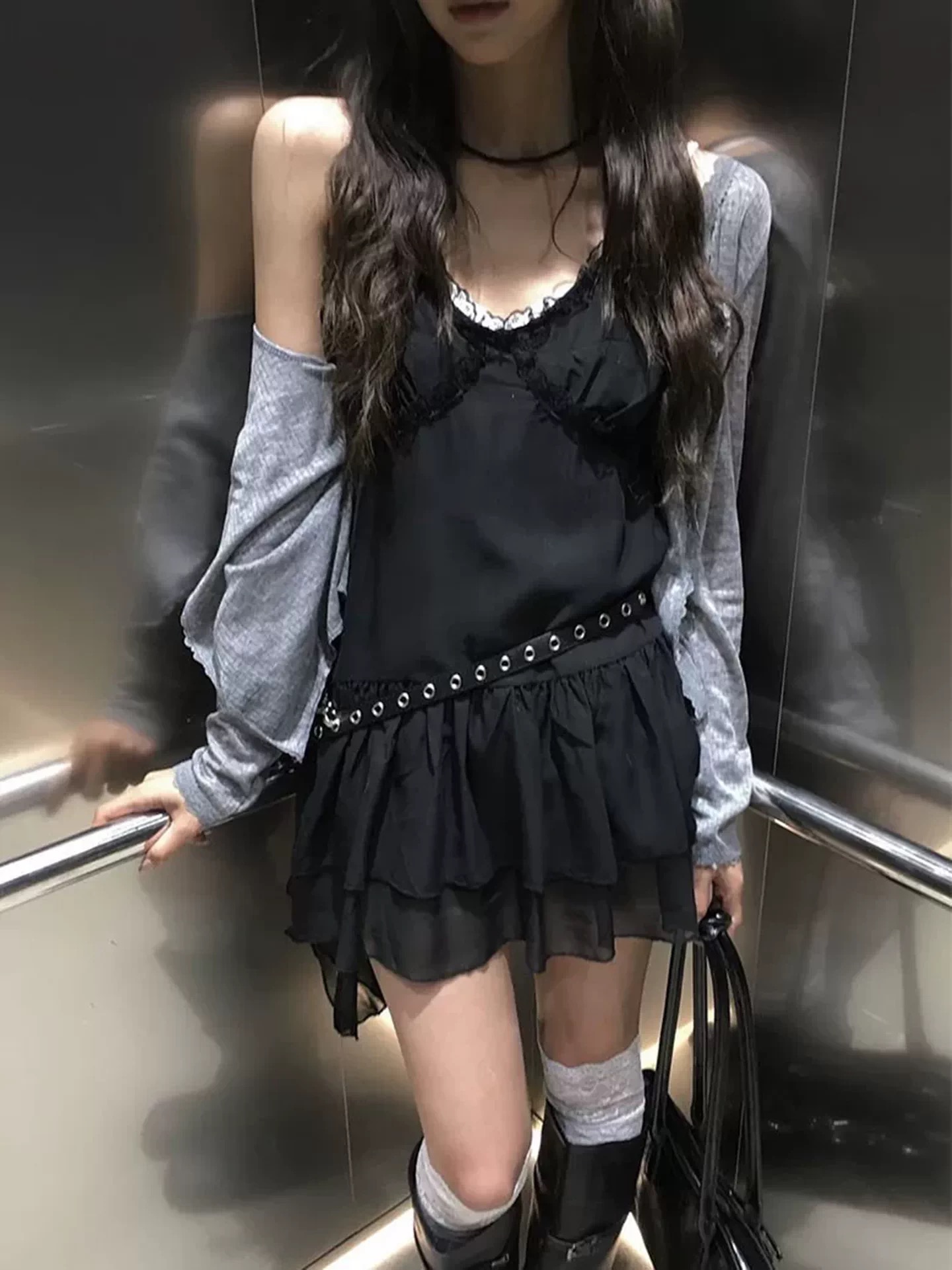 재고 있음 한국 동대문 새로운 불규칙 레이스 여성 드레스