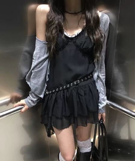 재고 있음 한국 동대문 새로운 불규칙 레이스 여성 드레스