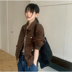 批发韩国东大门 2026秋<b class='q'>冬</b>韩版麂皮外套女