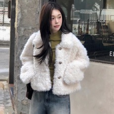 批发韩国东大门 2026<b class='q'>秋</b>冬新款韩版复古短款毛毛外套女