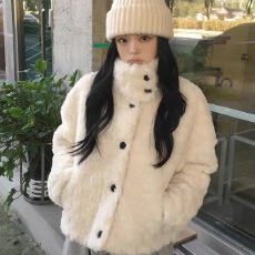 批发已入库 韩国东大门代购羊羔毛立领毛毛<b class='q'>外套</b>女