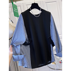 批发实拍2025秋款大码卫衣胖妹妹遮胯显瘦洋气时尚百搭上衣卫衣假两件