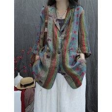 批发棉麻女装2025<b class='q'>夏</b>季新款印花复古宽松个性洋气休闲百搭长袖西服