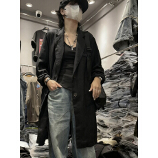 批发新款欧货高级感亚麻西装外套休闲中长款<b class='q'>大码</b>棉麻风衣春<b class='q'>秋装</b>女洋气