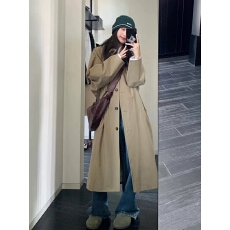 批发实拍 中长款风衣外套女2025<b class='q'>春</b>秋新款小个子大衣流行高级感韩系