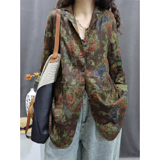 批发棉麻女装2026夏季新款印花复古宽松个性洋气休闲百搭西服