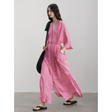 批发法式温柔风玫<b class='q'>粉色</b>气质收腰<b class='q'>连衣裙</b>女夏季多巴胺穿搭胖mm巨显瘦裙子