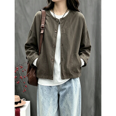 批发春秋外套<b class='q'>女</b>宽松百搭休闲夹克外搭短款<b class='q'>上衣</b>初秋薄款纯色长袖开衫