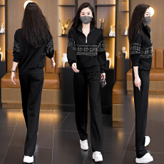 批发实拍<b class='q'>大码</b>女装重工烫钻2026年春秋季新款时尚套装显瘦减龄两件套女