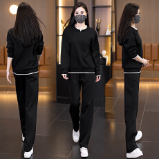 批发实拍2026<b class='q'>大码</b>女装春新款运动休闲圆领时尚宽松显瘦上衣长裤两件套