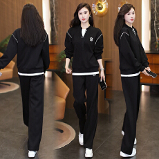 批发实拍<b class='q'>大码</b><b class='q'>运动服</b>休闲套装女士洋气卫衣2025秋新款时尚阔腿裤两件套