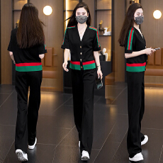 批发<b class='q'>实拍</b>大码套<b class='q'>装</b>女2026年夏季新款休闲气质拼接显瘦减龄长<b class='q'>裤</b>两件套女