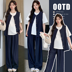 实拍 孕妇简约气质薄款天丝牛仔套装