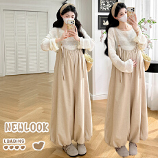 批发实拍 <b class='q'>孕妇</b><b class='q'>亮片</b>针织打底衫＋背带裤套装女