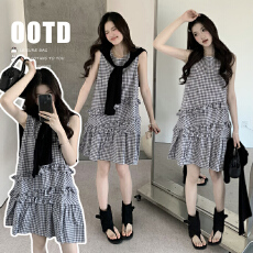 新款 孕妇大码不规则木耳百搭连衣裙女