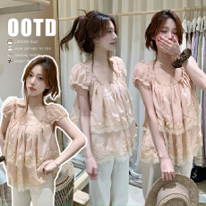 批发新款 孕妇甜美重工韩系显白韩系花边衬衫女