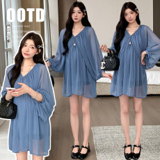 批发实拍现 孕妇大码雪纺宽松设计感防晒中长款上衣