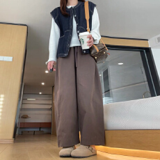 新款  运动文艺风长袖马甲两件套＋阔腿裤子三件套女